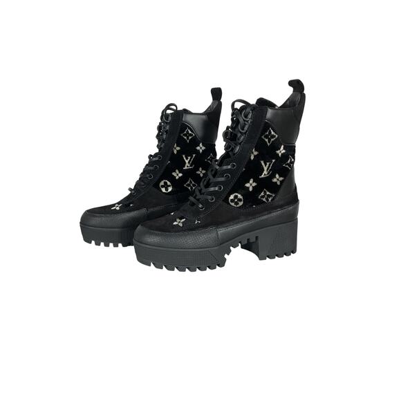 Louis Vuitton 'Laureate' Black Leather Platform Desert Boot Size 6.5 - Picture 3 of 10